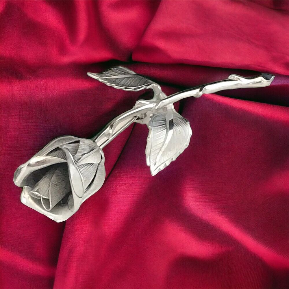 Vintage Giovanni Rose Pin Silver Tone Classic Chic - 2B